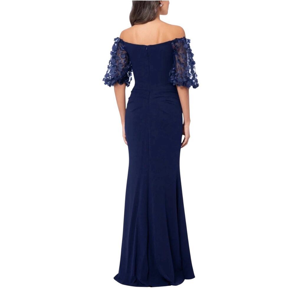 XSCAPE Dress Melanie 3D Floral Sleeve Scuba Crepe Gown Size 8 $259 - Picture 3 of 7